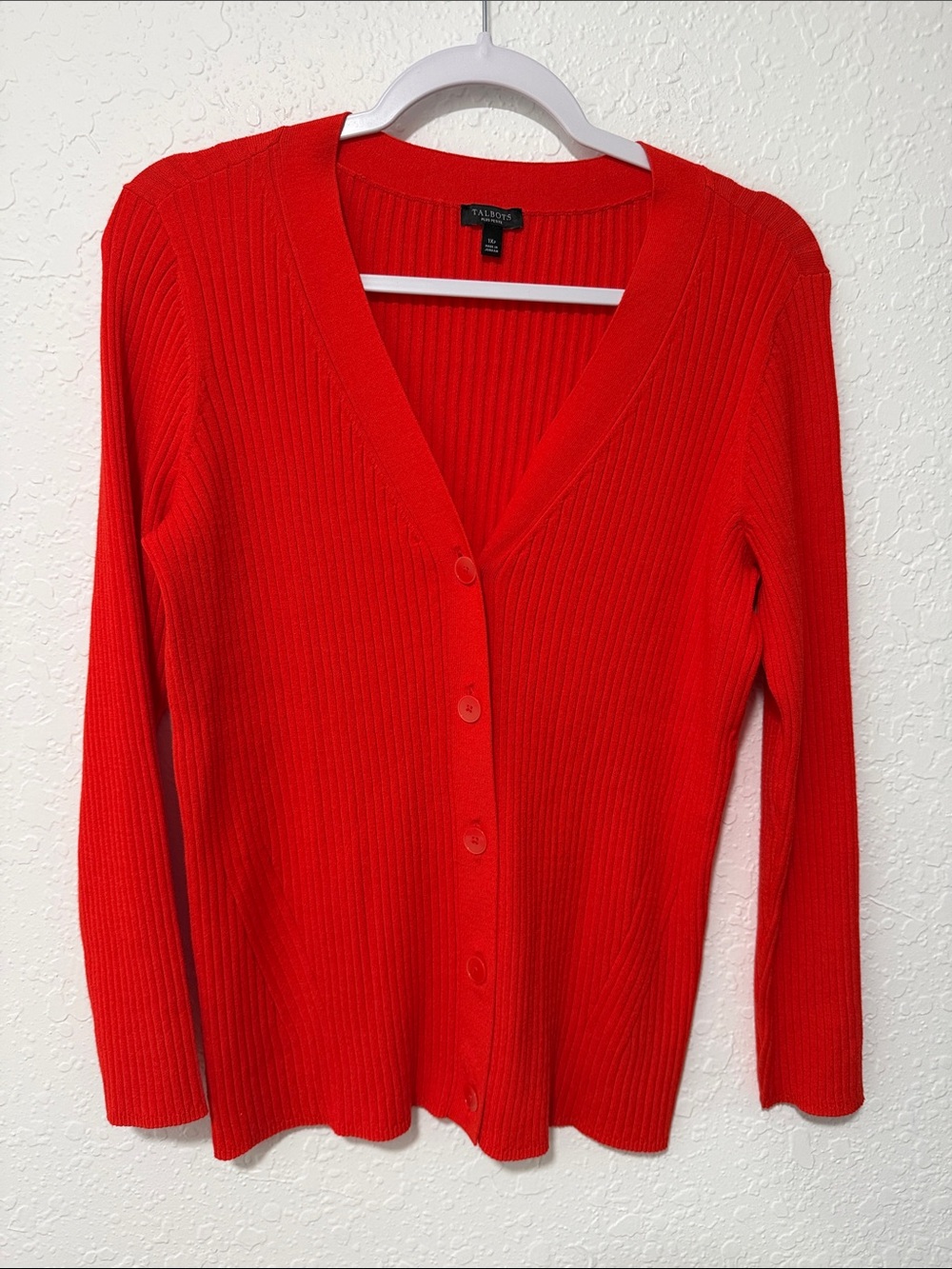 Talbots Ribbed V-Neck Button-Front Sweater Cardigan Size 1X Petite